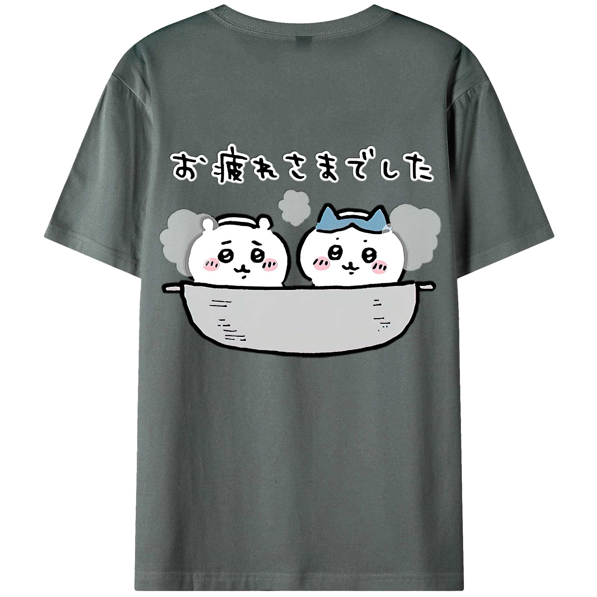 （画像用） ちいかわ ハチワレ Chii-kawa hachiware 綿100％ メンズ半袖Tシャツ（バックプリント） 通気性